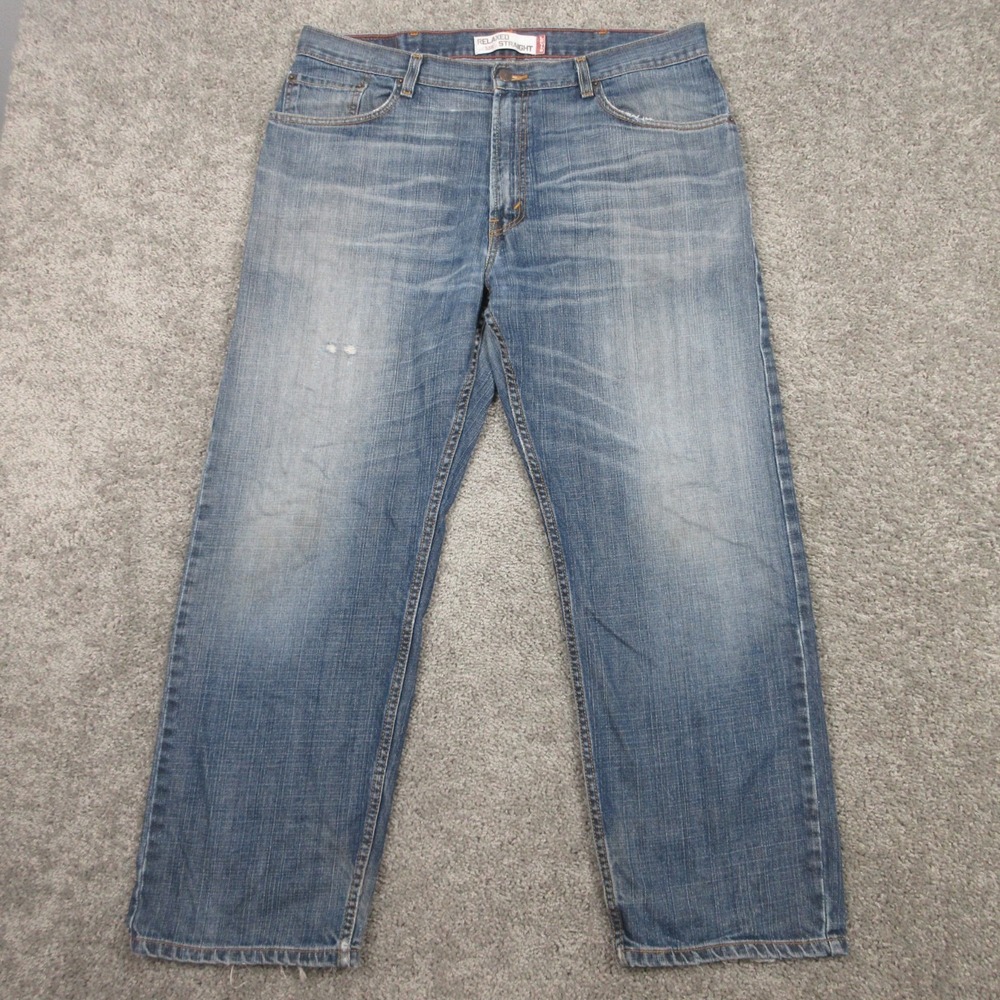 Levis Jeans Mens‎ 38x30 Blue Relaxed Straight Faded Whisker Distressed Denim Y2K